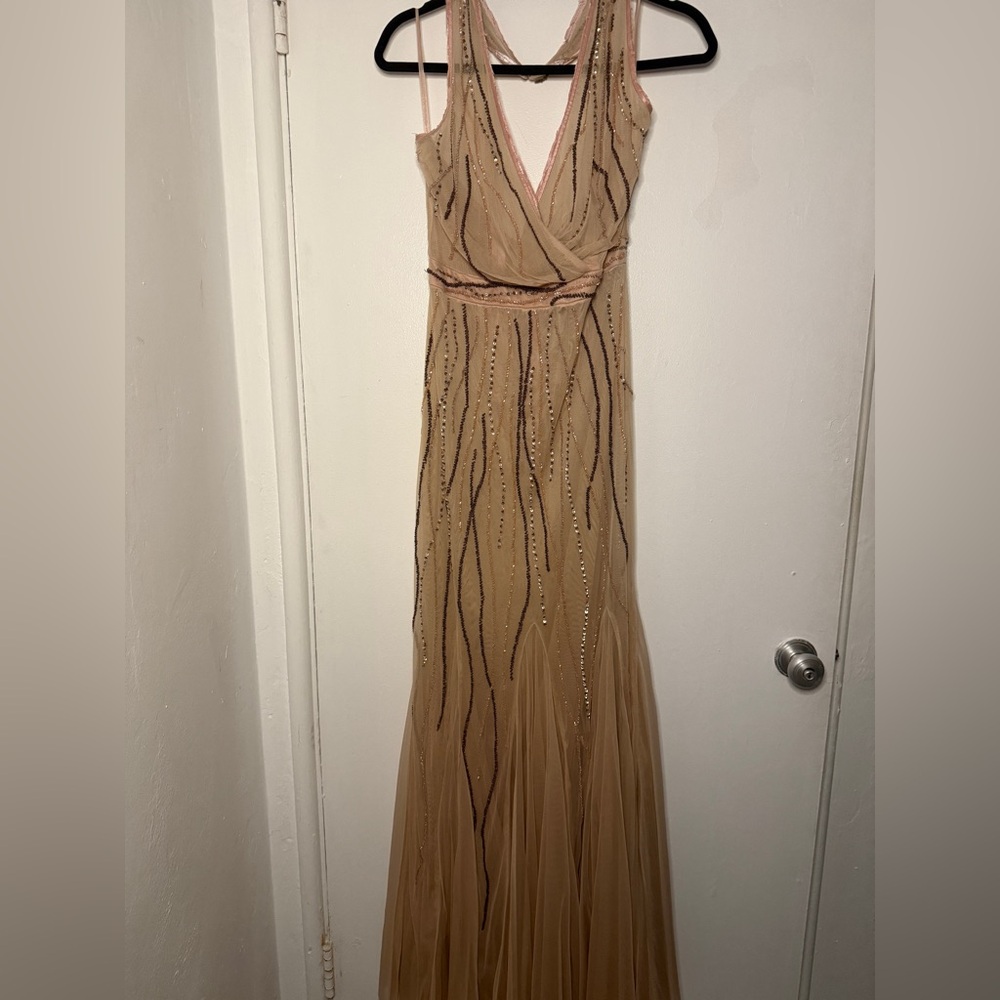 Sheer Blush/Nude Goth Mermaid Evening Gown
